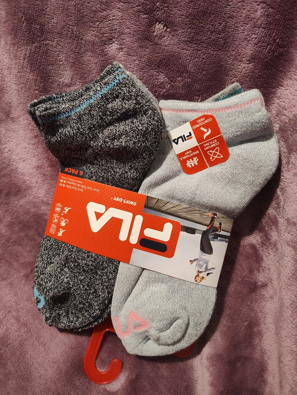 FILA Women's 6-Pack Ankle Socks – Gray & Charcoal